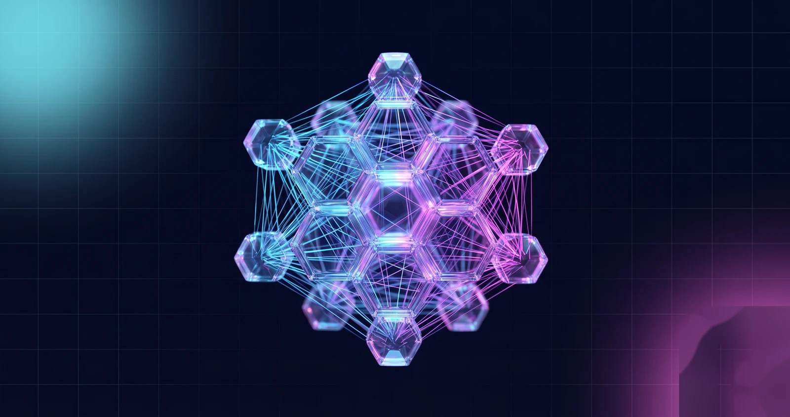 AI systems visualization — hexagonal orchestration network
